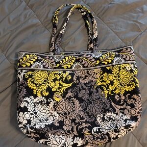 Vera Bradley Black and Yellow Quilted Tote Bag